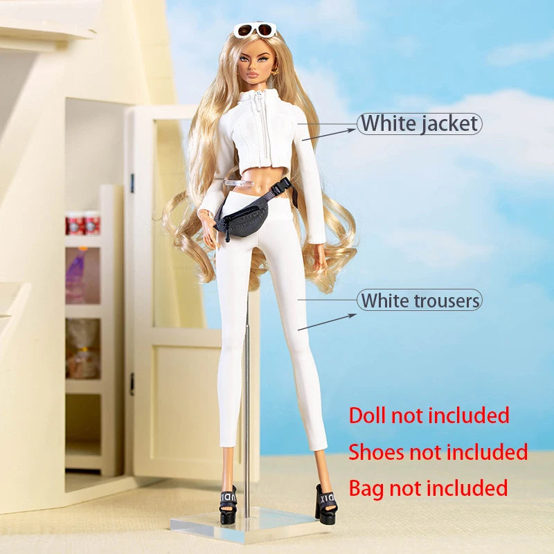 30cm Xianxian Supermodel Clothes Accessories APRES Series Sportswear Style Fashion Sweatshirt+Half Skirt+Trousers+Waistcoat Set