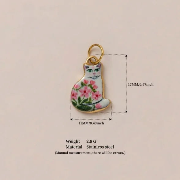 New Fashion Cartoon Small Animal Accessories DIY Necklace for Women Girls Painting Pet Cat Pendant Necklace DIY Accessory Gift