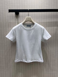 Summer Fashion White Color Spaghetti Short Style Casual T-Shirts Women's Solid Color O-Neck Short Sleeve Slim Tops