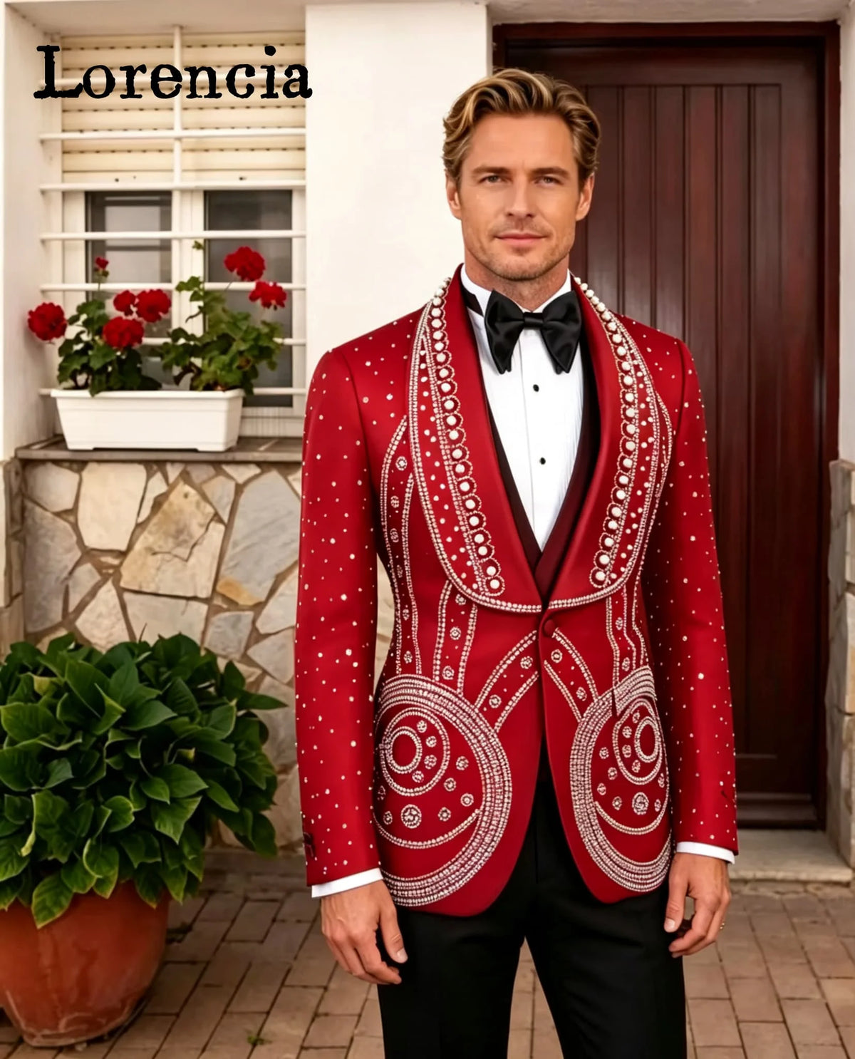 Fashion Diamond Men Suits 3 Pieces Sets Shawl Lapel Groom Wedding Tuxedo Customized Slim Fit Party Male Prom Blazers Ropa Hombre