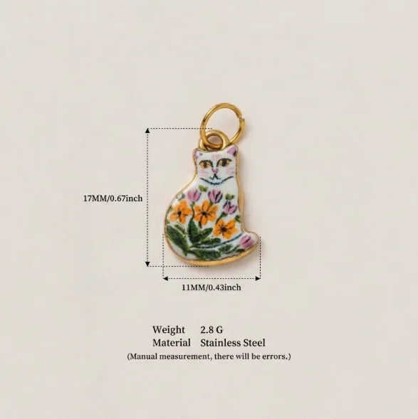 New Fashion Cartoon Small Animal Accessories DIY Necklace for Women Girls Painting Pet Cat Pendant Necklace DIY Accessory Gift