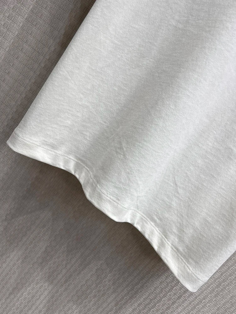 Summer Fashion Outdoors Casual White Color Simplicity Cotton T-Shirts Women's O-Neck Pocket Short Sleeve Loose Breathable Tops