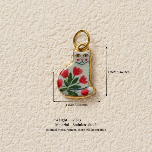 New Fashion Cartoon Small Animal Accessories DIY Necklace for Women Girls Painting Pet Cat Pendant Necklace DIY Accessory Gift
