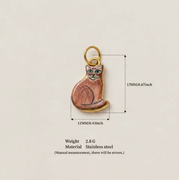 New Fashion Cartoon Small Animal Accessories DIY Necklace for Women Girls Painting Pet Cat Pendant Necklace DIY Accessory Gift