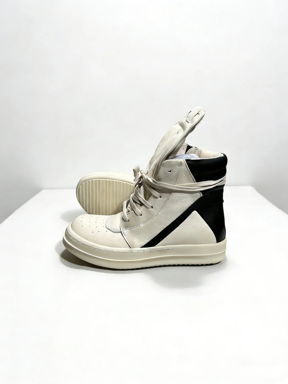 Kids High Top Sneakers Girls Boys Leather Children Shoes Luxury Lace Up Casual Spring Streetwear Black White Boots