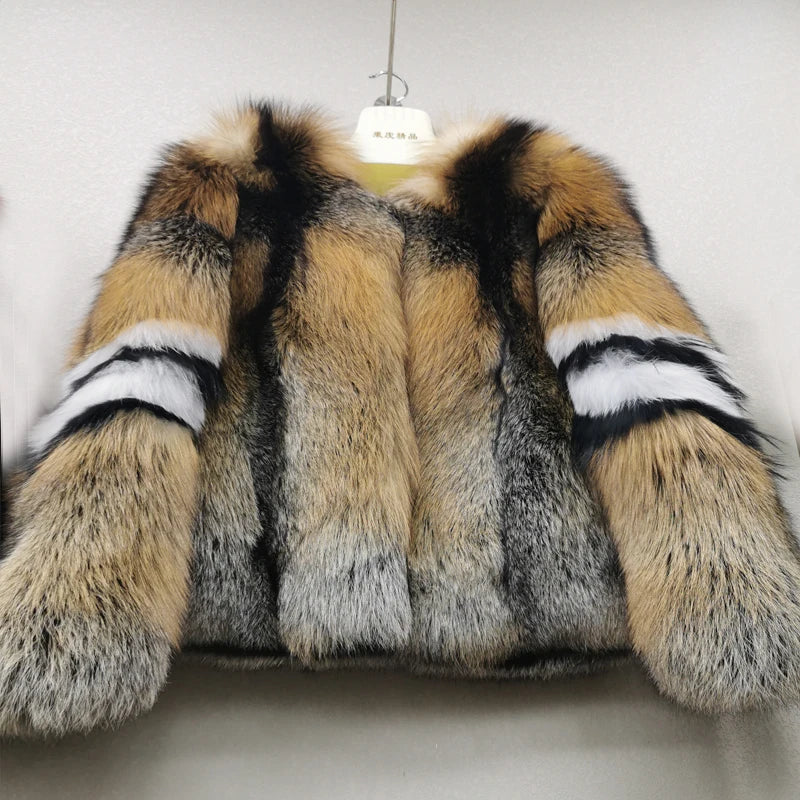 Women's fashionable 100% natural fox fur jacket  Whole fox skin winter warm high-quality real fur coat  Highest quality